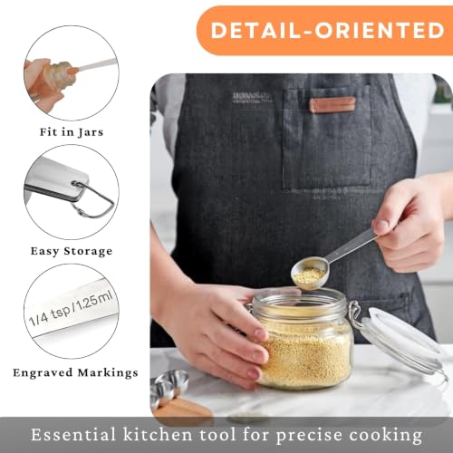 18PCS Measuring Cups and Spoons Set, Include 7 Nesting Measuring Cups, 6 Measuring Spoons and 5 Mini Spoons, Stainless Steel Metal Measuring Set, Kitchen Gadgets for Cooking & Baking - size: 18PCS Set