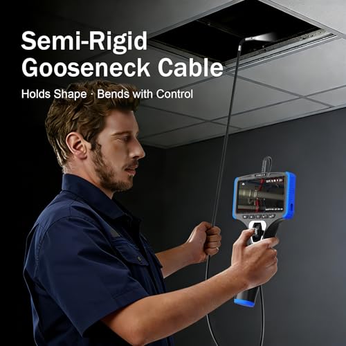 Dual Lens Two-Way Articulating Borescope Camera with Light, 5" Inspection Camera Endoscope, 0.25in Slim Probe, Waterproof 5.0FT Snake Camera for Automotive, Mechanics & Engine Inspection