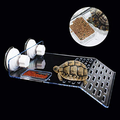 Turtle Basking Platform, Turtle Tank Platform, Aquarium Animal Transparent Sink Wharf, Reptile Habitat, Turtle Tank Dock Floating Decor with Sucker Cap