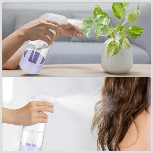 Worldgsb 2 Pack Glass Spray Bottles with Silicone Sleeve, 16 oz Empty Refillable Containers with Adjustable Spray Nozzles, Spray Bottles for Hair, Cleaning Solutions and Plants Purple - color: Purple