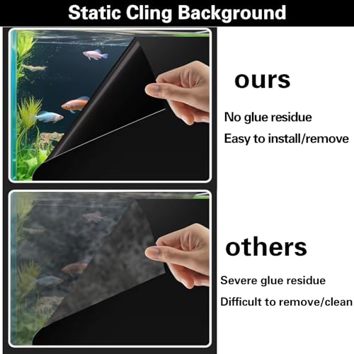 Black Aquarium Background Film, Static Cling PVC, 11.8" H × 39" W | Glue-Free Static Cling • Easy to Apply • No Residue • Blocks Rear Light • Makes Fish Colors Stand Out • Reusable - size: 11.8"H × 39"W