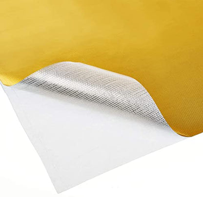 Xinhan Gold/Silver/Black Adhesive Backed Aluminized Thicken Fiberglass Sheet Practical Heat Shield Protection Barrier Cover Aluminized Heat Shielding Mat (Gold, 12 x 12 Inch) - color: Gold, size: 12 x 12 Inch