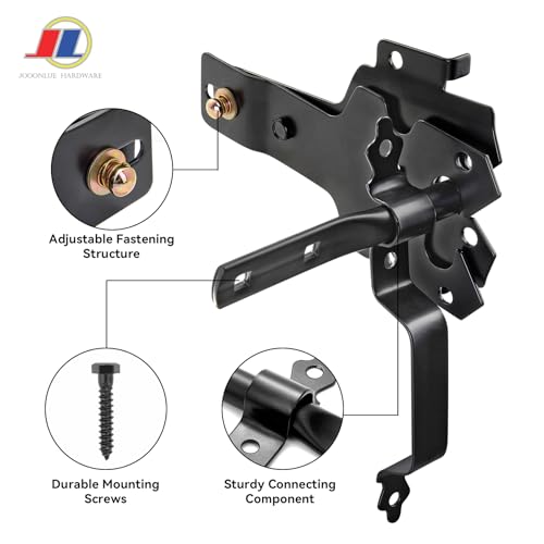 Gate Latch Set, Gate Handle & Latch, Heavy Duty, Black | Modern black gate latch set with handle for wooden fences and outdoor gates; heavy duty anti-rust hardware for yard and farm. - size: Modern Door Post