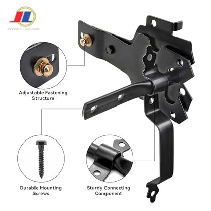 Gate Latch Set, Gate Handle & Latch, Heavy Duty, Black | Modern black gate latch set with handle for wooden fences and outdoor gates; heavy duty anti-rust hardware for yard and farm. - size: Modern Door Post