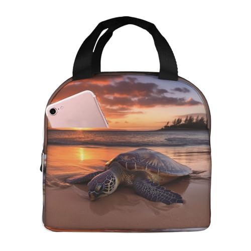 Insulated Lunch Bag Sea turtle sunset Lunch Box for Women Men Reusable Leakproof Lunch Cooler Bag for Office Picnic - color: Sea Turtle Sunset