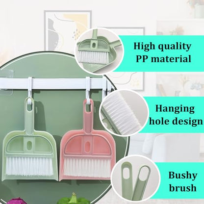 Mini Dustpan and Brush Set, Portable Exquisite Pet Waste Cleaning Kit, Hamster Sand Scooper Cage Cleaning Tool for Small Pets Hamsters Guinea Pigs Hedgehogs Chinchillas Rabbits(Green)