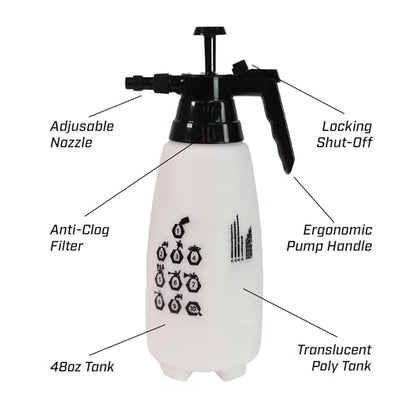 Chapin 68oz Pump Sprayer, Anti-Clog for Easy Application | Thumb-trigger lock and ergonomic grip; reduces hand fatigue during lawn, garden and household spraying tasks - size: 68 ounces