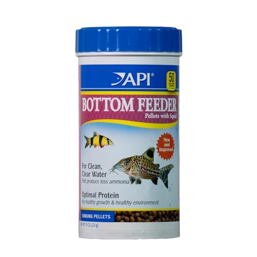 API BOTTOM FEEDER PELLETS WITH SQUID Fish Food 7.9-Ounce Container - size: 7.9 Ounce (Pack of 1), style: Bottom Feeders