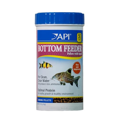 API BOTTOM FEEDER PELLETS WITH SQUID Fish Food 7.9-Ounce Container - size: 7.9 Ounce (Pack of 1), style: Bottom Feeders