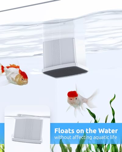 SEAOURA 2-in-1 Aquarium Magnetic Cleaner with Digital Thermometer Floating | Tiny Magnet Cleaner Floating Cleaning ToolAlgae Scrapers(Only for Glass Fish Tank) - color: White