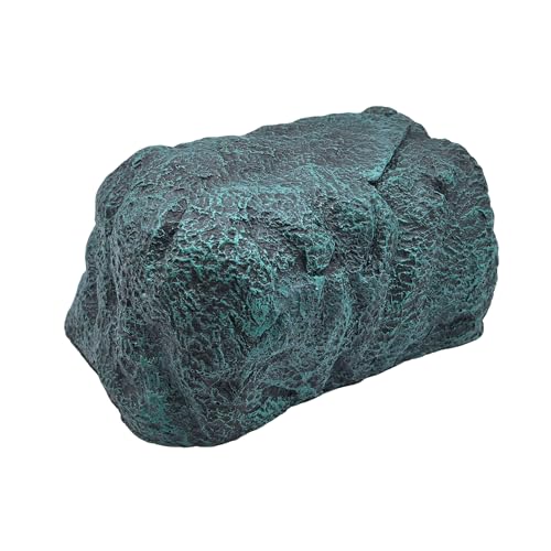 M2cbridge Fish Hide Cave Reptile Terrarium Habitat Decor Green Rock Dish | Natural color careful craft, resting spot, solid and sturdy, water dish - style: Green Rock+ Water Dish