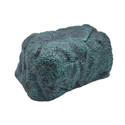 M2cbridge Fish Hide Cave Reptile Terrarium Habitat Decor Green Rock Dish | Natural color careful craft, resting spot, solid and sturdy, water dish - style: Green Rock+ Water Dish