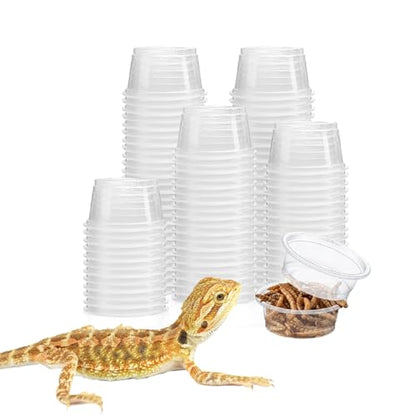 100 Pcs Gecko Food and Water Cups Small Plastic Feeder Cups Reptiles Accessories Reptile Water Bowl Gecko Food Cups Reptile Feeding Bowls for Gecko Lizards Tarantula and Other Small Pets (0.5oz)