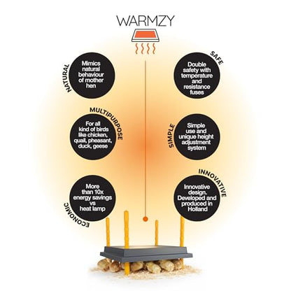 Hatching Time Warmzy 16"x22" Chick Heating Plate – Safe 40W Chicken Coop Heater for 50–55 Chicks with Adjustable Legs | Gentle Low-Heat Brooder Plate for Chicks, Durable Fire-Resistant Chicken Heater - size: 16" x 22" for 50–55 Chicks