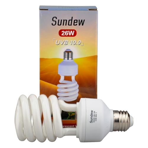 Sundew 10.0 UVB Reptile Light Bulb, Compact Fluorescent Desert Lamp for Bearded Dragons, Tortoises, Lizards, Fits Deep Terrariums, E26 Base