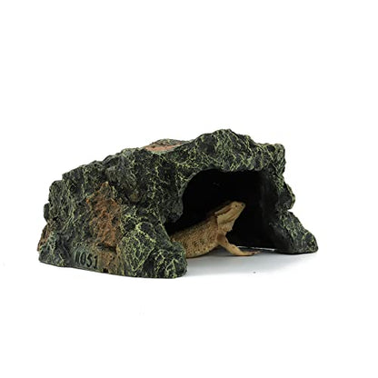 JIHAQUA Reptile Rock Hide Cave Aquarium Habitat Decor Tortoise Hideout | For Lizards, Turtles, Reptiles, Amphibians, Fish