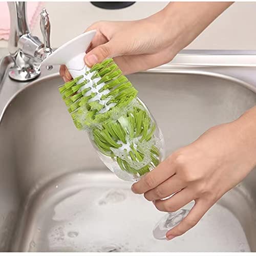 1PCS Glass Cleaning Brush with Suction Cup, Kitchen Bottle and Wine Cup Cleaner, Stable Washing for Cups, Mugs, Decanters and Jugs, Green - color: Green, size: 1PCS