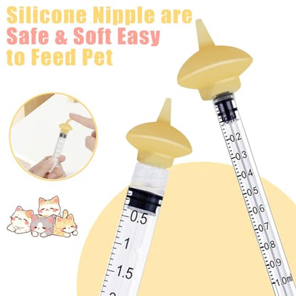Mini Pet Feeding Bottle and Syringes with Nipples for Small Cat Dog Animals,Kittens, Puppies, Rabbits, Small Animals, Squirrel (Model 5) - size: model5