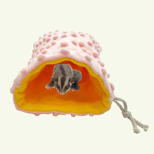 3 Pack Sugar Glider Tote Plush Sleeping Pouches and Anti Bite Calming Mitten, Warm Sleeping Bag Portable Drawstring Bonding Pouch Soothing Glove for Small Pets (Pink) - color: Pink