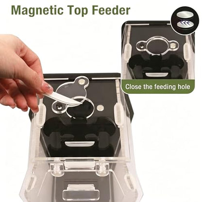 Acrylic Coffin Jumping Spider Enclosure Magnetic Lock Terrarium Kit | Clear acrylic with magnetic locks, feeding port, ventilation. For jumping spiders, tarantulas. 7.1-inch habitat, easy setup.