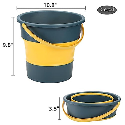 Noamus 3 Pack 2.6 Gallon Collapsible Plastic Bucket, 10L Foldable Round Tub with Handle, Folding Portable Fishing Water Pail, Space Saving Outdoor Waterpot for Garden Camping Car Mop Cleaning Beach