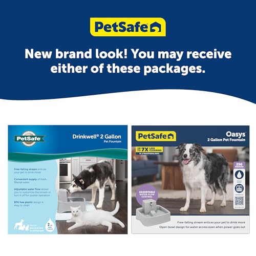 PetSafe Oasys 2 Gallon Pet Fountain | Adjustable Water Flow, Whisker-Friendly Tray, Dishwasher-Safe, Replaceable Carbon & Foam Filters Included - size: 2 Gallon