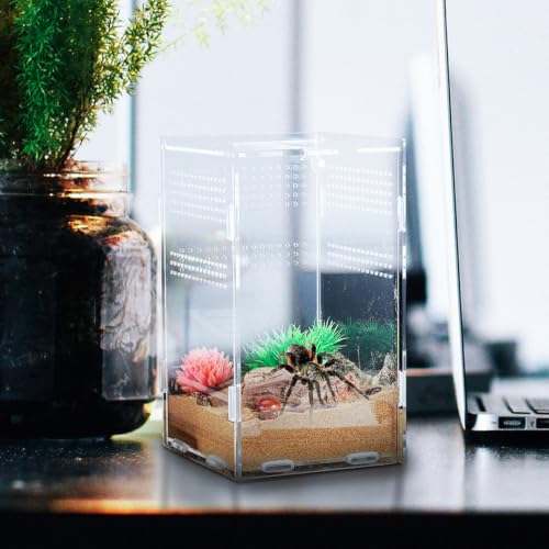 Enclosure Modular Well-Ventilated Design, Secure Lock and Multifunctional Acrylic Breeding Habitat Box for Feeding Reptile Animal Suitable Pet