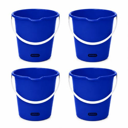 Superio 2.75 Gallon Bucket, Plastic Cleaning Pail with Handle, Car Wash Bucket, Small Utility Bucket for Mopping, Fishing, Camping & Household Use, Durable, Blue - 4 Pack - color: Blue, size: 4 Pack