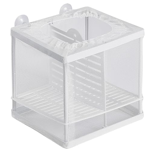 Pawfly Fish Tank Breeder Net Aquarium Fish Breeder Box with Nylon Mesh & Suction Cups Separation Net Small Fish Fry Hatchery Incubator Hatching Box for Baby Fish Shrimp Betta - size: Small