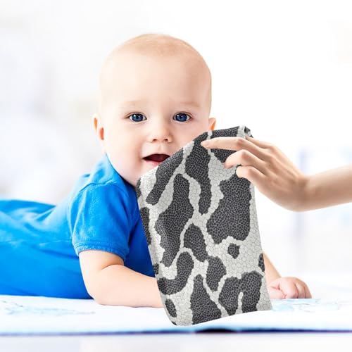 Washcloths Set Bathroom Kitchen Wash Cloths Face Towels Wipes Black White Reptile Skin Decorative 12x12 Inch 5 Pack - size: 5 pcs