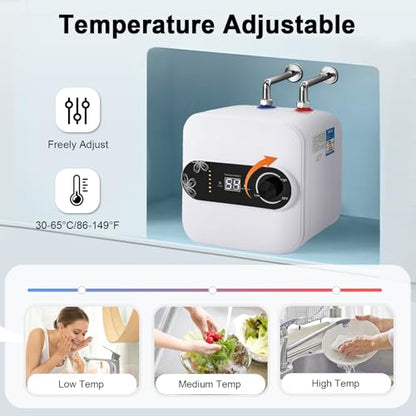 Small Tank Water Heater Electric, 2 Gallon Mini Under Sink Water Heater, 110V Tankless Water Heater Electric, 1500W Point of Use RV Water Heater for Rv Trailer Bathroom Cupboard (Top Water Outlet) - style: Top Water Outlet
