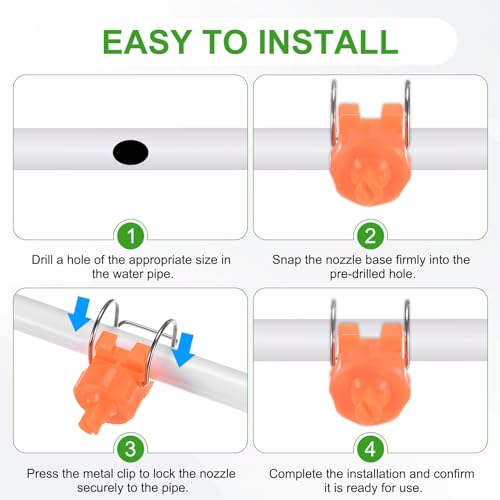 M METERXITY 3-Pack Flat Fan Spray Tips, 2.8mm Pore Plastic Spray Nozzle with Clip Adjustable Atomization Nozzle for 1-1/4" Hose, 0.48 Cubic Meters Per Hour [Orange, 65 Degree] - size: 2.8mm x 1-1/4"