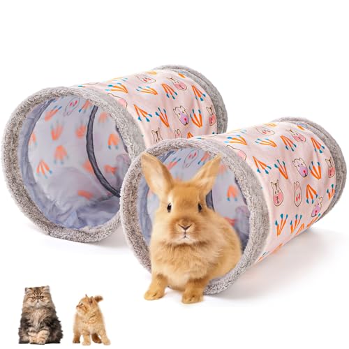 2 Packs Guinea-Pig Rabbit Tunnel Pet Fun Tunnel, Bunny Tunnel,Tube Pet Hideaway, Bunny Hamster Hideout Small Animal Activity Tunnels Hideaway Accessories for Dwarf Rabbits Kitty
