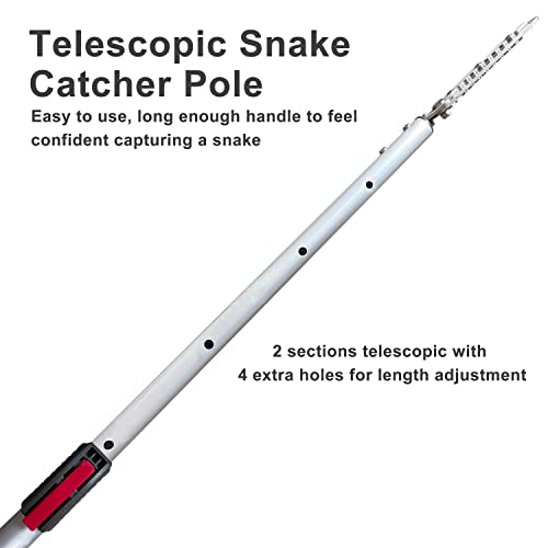 3.7-5 FT Snake Grabber Telescopic with Hooks, Rattle Snake Catcher Tool, Long Handle Reptile Wide Jaw Tongs