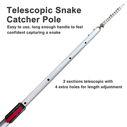 3.7-5 FT Snake Grabber Telescopic with Hooks, Rattle Snake Catcher Tool, Long Handle Reptile Wide Jaw Tongs