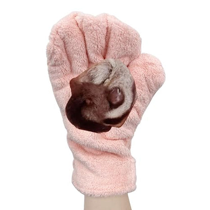 3 Pack Sugar Glider Tote Plush Sleeping Pouches and Anti Bite Calming Mitten, Warm Sleeping Bag Portable Drawstring Bonding Pouch Soothing Glove for Small Pets (Pink) - color: Pink