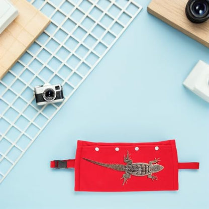 BESTonZON Reptile Transport Sling Adjustable Breathable Pet Travel Carrier Bag for Small Animals with Red Exterior Suitable for Bearded Dragons Chameleons Geckos Outdoor Use