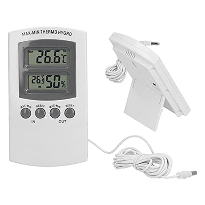 LCD Temperature Humidity Monitor Dual Screen Display, High Accuracy ±1% RH ±0.5°C with Memory Function, for Greenhouse Garden Wine Cellar Refrigerator Camping (182 Characters)