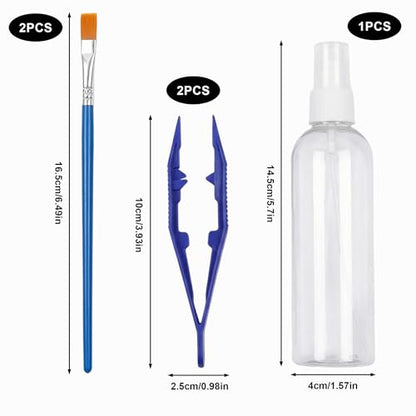 Jumping Spider Accessories Kit 5 Pcs,Spider Enclosure Starter Kit with Bottle,2 Soft Paint Brushes for Gentle Handling & 2 Plastic Feeding Tweezers for Care Tools