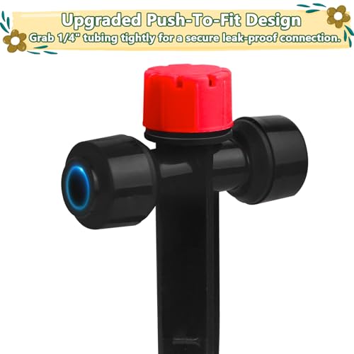 Push-to-Fit Drip Irrigation Emitters for 1/4" Drip Irrigation Tubing, 20 Pcs Adjustable 360 Degree Water Flow Drippers Sprayer on Stake 360° Full Circle Multi-Stream Irrigation In-line Dripper - size: Push-to-fit In-line Emitters - 20 Pieces