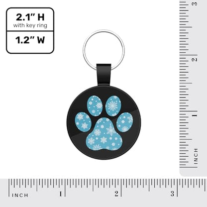 MYLUCKYTAG QR Code Pet ID | Personalized Dog & Cat Collar Tag | Online Profile with Instant Scanned Location Alert Email - style: Blue Snow Paw