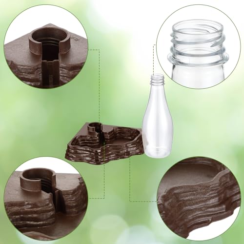 Mumufy 2 Pack Reptile Water Feeder Automatic Water Dispenser Waterer 13.5Oz Feeding Accessories Tank Lizards Waterer for Bearded Dragon Terrarium Turtle Tank Feeding Geckos Frog (Brown) - color: Brown
