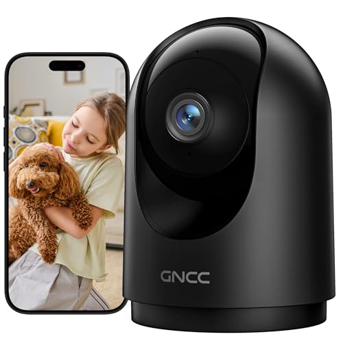 GNCC 2K Indoor Security Camera with Motion Detection, 2.4G WiFi, 1Pack | Motion Detection, Baby/Pet Camera with Phone App, Night Vision, 2-Way Audio, TF/Cloud Storage, Works with Alexa & Google Home - color: 2k-1pack-black