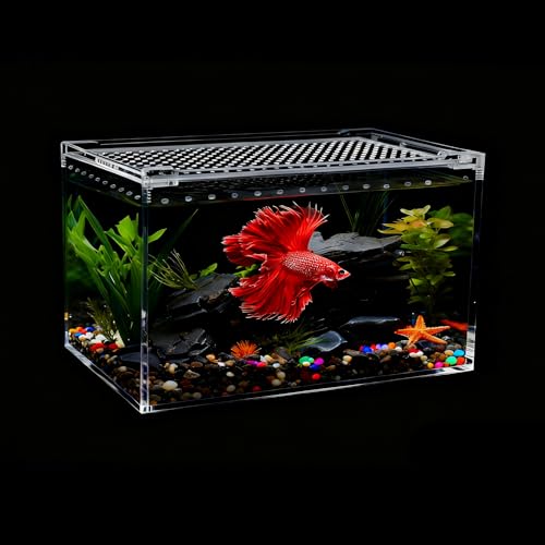8" x 6"x 3.9" Mini Reptile Terrarium,Small Plastic Terrarium for Lizards Frogs Snakes,Transparent Spider Scorpion Insect Enclosure with Ventilation,for Pet Breeding Molting and Isolation Habitat