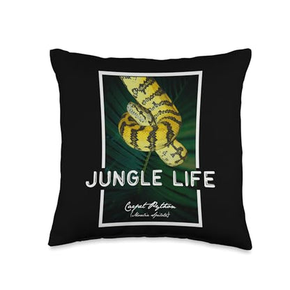 Carpet Python Jungle Life Snake Keeper Reptile Fan Throw Pillow - size: 16x16