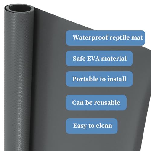 Reptile Mat, Reptile Carpet, EVA Reptile Liner, Waterproof Terrarium Mat, Leopard Gecko Reptile Mat, Lizard Tortoise Tank Accessories, Grey, 78.74" L x 17.52" W