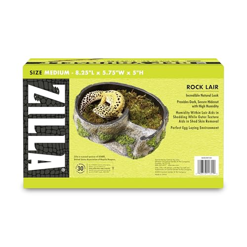 Zilla Rock Lair, Naturalistic Hide, Supports Shedding and Egg-Laying, Retains Humidity, Ideal for Snakes and Lizard, Medium - size: Medium