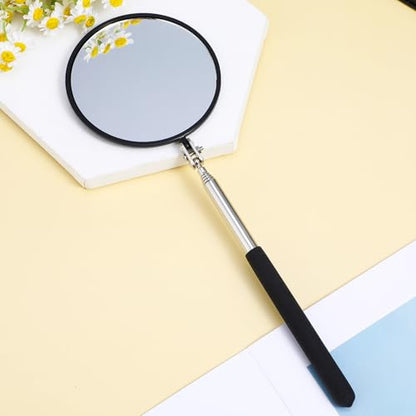 Telescoping Inspection Mirror, 360 Rotation Flexible Telescoping Circular Mirror Round Inspection Mirrors with Retractable Handle Telescopin Mirrors for Vehicle Condition(Dia-4 Inch)