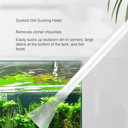 Aquarium Siphon and Water Changer Kit 5.25ft Hose Manual Gravel Vacuum with Air Bulb Flow Valve Duck Bill Head All in One for Freshwater and Saltwater Tanks