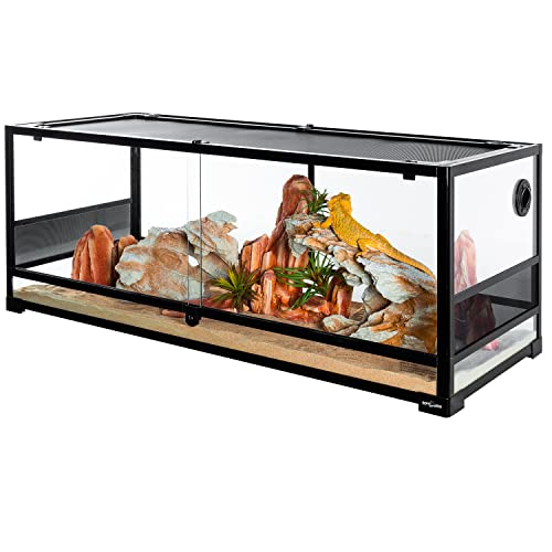 REPTI ZOO Reptile Tempered Glass Extra-Long Terrarium Habitats 48" x 18" x 18" Reptile Amphibians Large Enclosure for Snake/Bearded Dragon/Lizard ect. - size: 48" x 18" x 18"